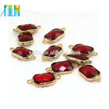 K9 Glass Ruby Crystal Beads with Alloy Connector Top Quality 10 pcs/bag Shine Crystal Connector for Jewelry Necklace